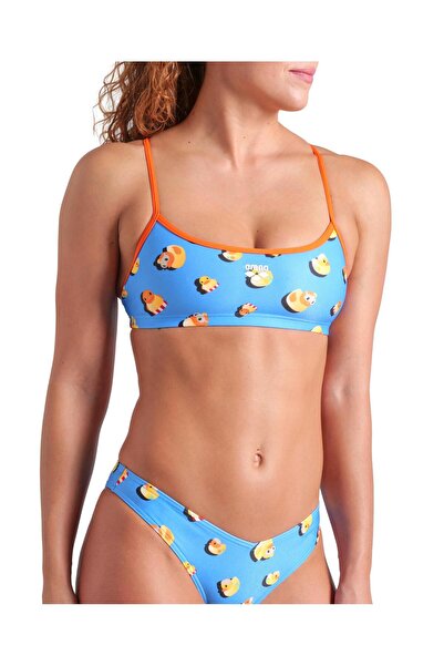 ARENA WOMEN'S ARENA DUCKS SWIMSUIT BIKINI BANDEAU TURQUOISE MULTI-TEAM ORANGE