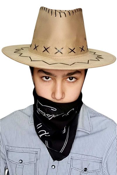 Mood Agenda Children's Unisex Bandana Nubuck Cowboy Hat (Age 8-14)