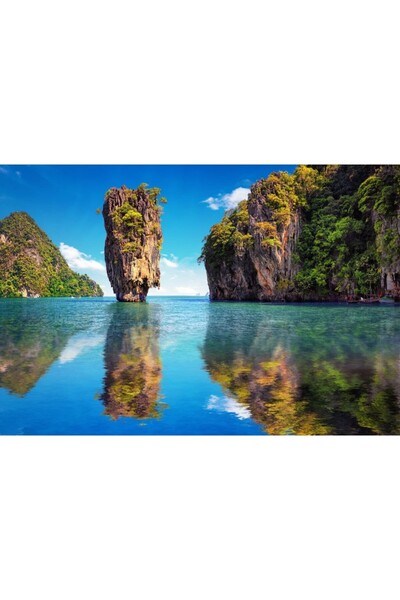 Zumzeria Tablou Canvas Stânci exotice ale insulei și apă de mare cu reflexie ...