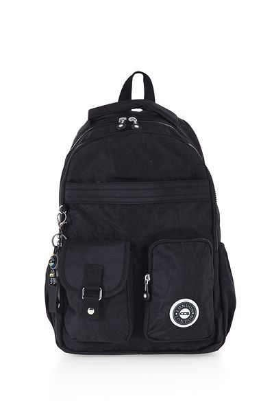 Bliss Original Crinkle Fabric Backpack Durable Modern Casual & School Trendy Bag with Keychain