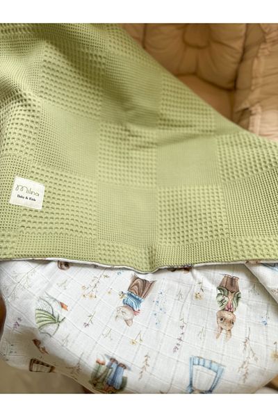MİLNA BABY&KİDS Double Sided Muslin Baby Blanket - Pique and Blanket 100x100cm