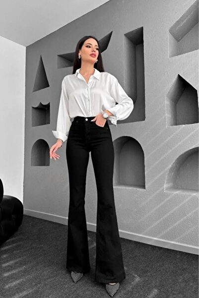 SANTA BELLA Nantes Black Sa likrom Visok struk španske farmerke