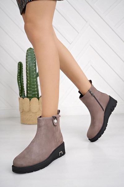 Mammamia D24KB 1330 Mink Nubuck Γνήσιες Δερμάτινες Γυναικείες Μπότες με φερμουάρ