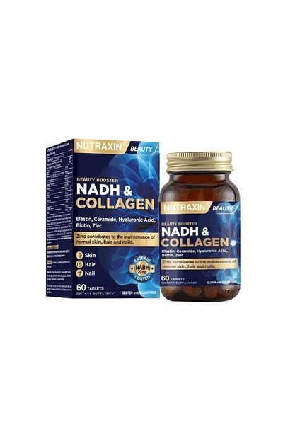 Nutraxin Nadh Collagen 60 Tablets - Hyaluronic Acid, Elastin, Ceramide and Resveratrol Glutathione