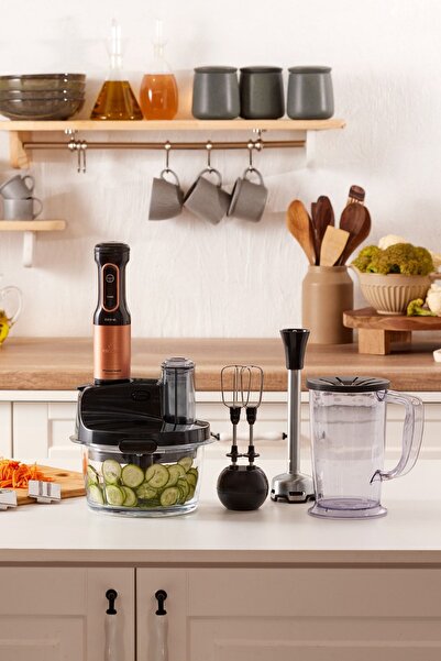 Karaca Mastermaid Prosteel Cam Mutfak Robotu Uzun Blender Ayaklı 6 Bıçaklı 2500 W Black Copper