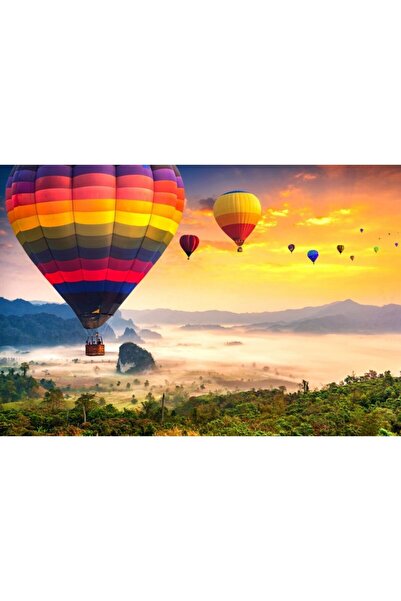 Zumzeria Pânză Tablou Baloane cu aer cald colorate în sus în cer, 80x50cm