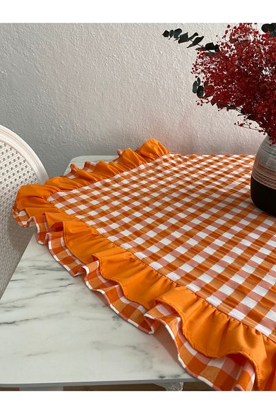 LILYUM Τραπεζομάντηλο με διπλό βολάν Gingham με σχέδιο