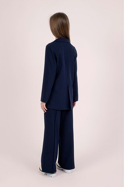 wakawakakidsstore Crepe Fabric Appliqued Button Closure Bazer Jacket Suit - Navy Blue