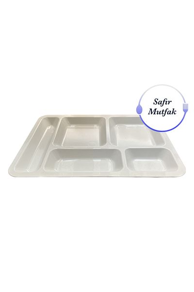 Gül Plastik 100 Pieces 5-Eye White Table Dish Plate, Table Dish, Table Dish