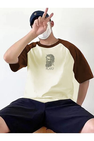 Pasage Azurco Oversize Plato Printed Black Tshirt