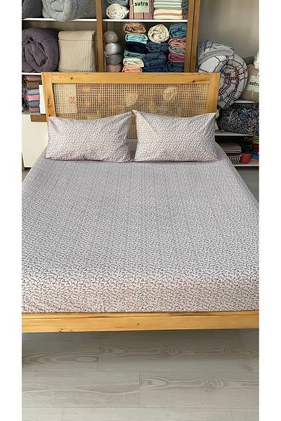 sutra Nermince Series 100% Cotton Akfil Fabric Double Fitted Sheet Set