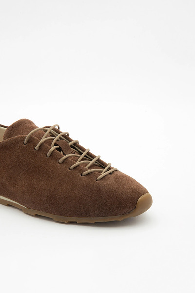 SAYL Kahve Hakiki Deri Süet Bağcıklı Kadın Sneaker Günlük Spor Ayakkabı