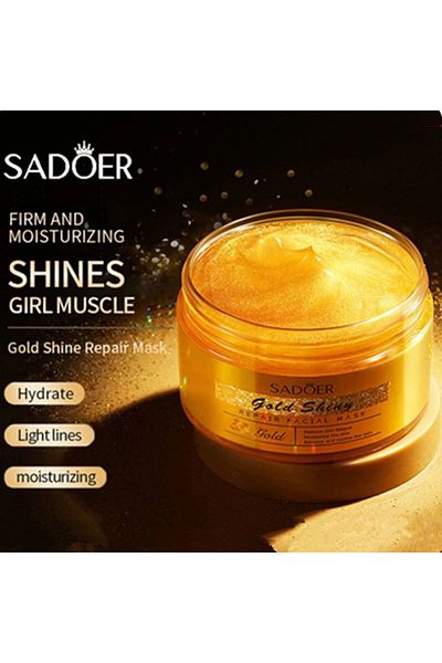 SADOER Gold Shiny Face Mask for Moisturizing, Whitening, and Removing Blemishes, Acne Scars, and Signs of Aging 12g