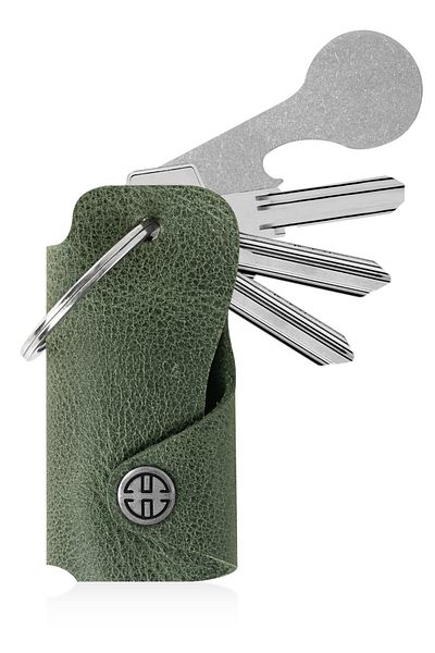 Trusador Unisex Ibiza Green Genuine Leather Keychain and Bottle Opener