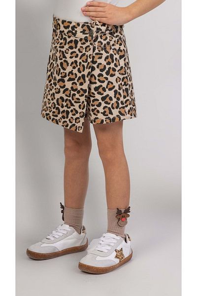 wakawakakidsstore Fusta scurtă pentru fete cu imprimeu leopard și cu fantă în față