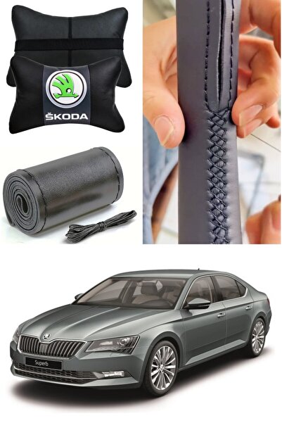 AYAZGRUP Skoda Superb Dikmeli Direksiyon Kılıfı Düz Ultra Esnek İthal Deri & ...