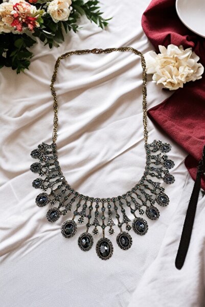 FAYRA ACCESSORIES Oval Kesim Zirkon Taşlı Kına Nişan Düğün Gerdanlık