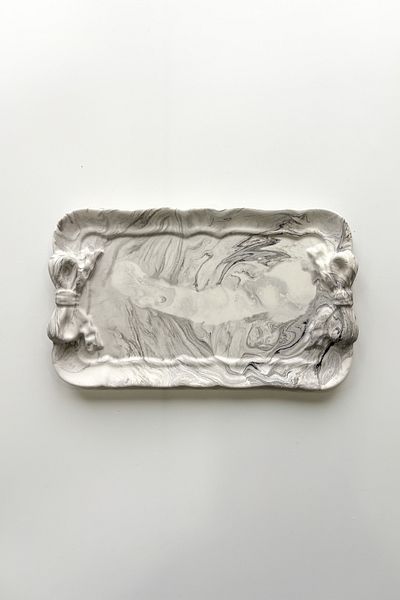 sin istanbul Bow Rectangular Plate Marble Pattern