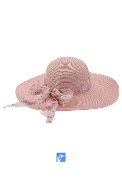 Kardelen Butik Denizli Wide Brim Luxury Straw Hat for Women (57-58 cm) (Contraction Rope Available Inside) (Diameter: 43cm)