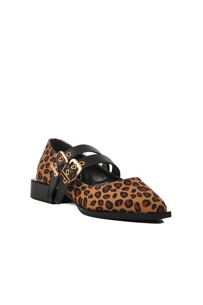 AYK'S Balerini de damă cu centură cu model Taba Leopaer
