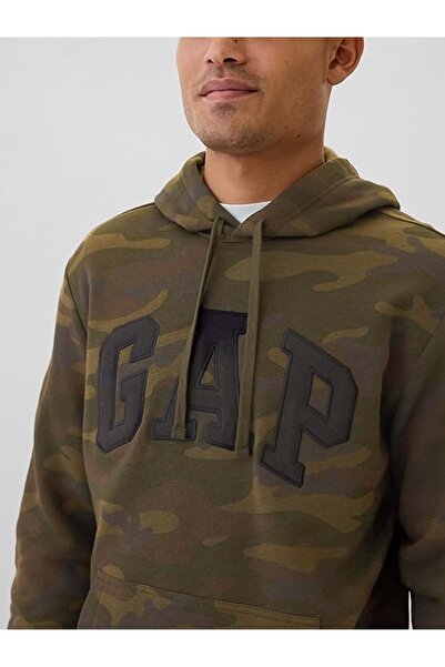 GAP V-Prınted Herıtage Logo Po 718935000 Чоловічий світло-зелений світшот з капюшоном