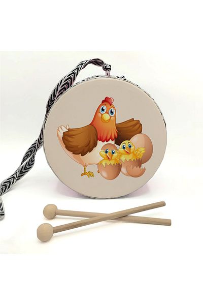 BAKSEPETE Chicken family Printed leather toy children's drum yellow (2-5 years)