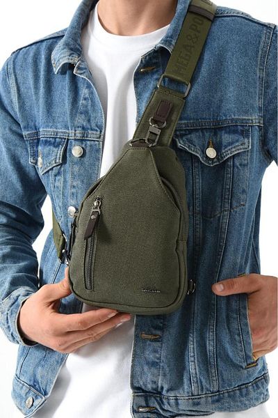 MEGA Men's Bady Bag Chest Bag Canvas Fabric Backpack 27*17 cm Casual Shoulder Bag