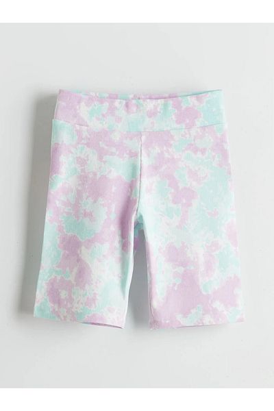 LC Waikiki Κοντό κοριτσίστικο κολάν LCW Kids Lilac με ελαστική μέση με σχέδιο Tie Dye