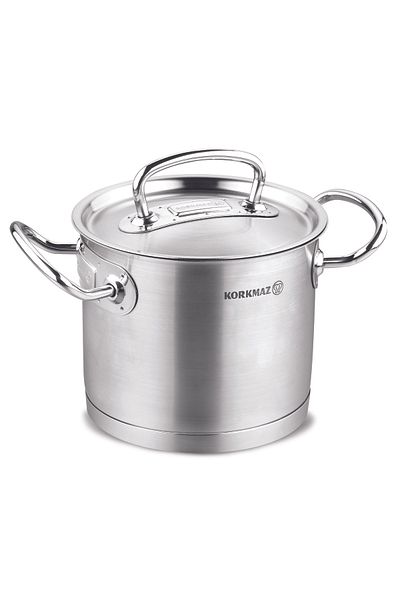 KORKMAZ Stainless Steel Proline Pot Ex Deep. Capacity 20 CM / 20x16CM / 5.0 LT.