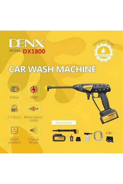Denx غسالة كهربائية لاسلكية عالية الضغط، غسالة سيارات محمولة بمضخة ضغط | ١٨٠ واط | DX ١٨٠٠