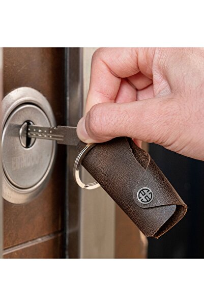 Trusador Ibiza Brown Genuine Leather Unisex Keychain with Bottle Opener for Women and Men