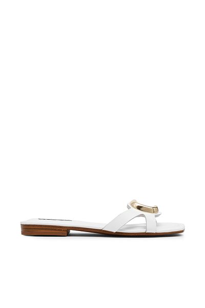 Steve Madden STAL01S1-107 White Flat Sandals for women