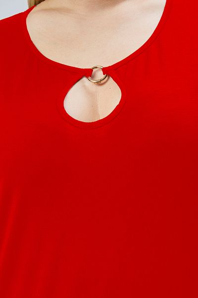 Curvy Trend Large Size Ring Detailed Sleeveless Viscose Dress