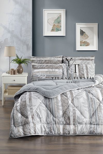 Home Double Welsoft Quilt Pillowcase Gray Leaf |   Dowry Set |   Dowry Team