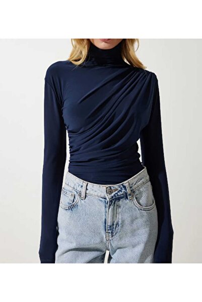 ECK MODA Kadın Büzgülü Sandy Full Likralı Esnek Kumaş Bady