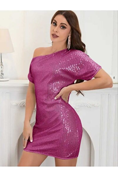 elissaa KISA KOLLU PUL PAYET MİNİ ELBİSE