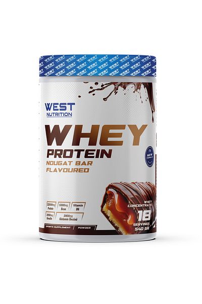 West Nutrition Whey Protein Powder 540 Gr 18 Servings Chocolate Nougat Barflavored