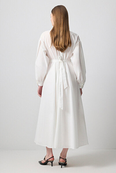 Touché Privé ÇİÇEK DETAYLI PİLELİ POPLİN ELBİSE