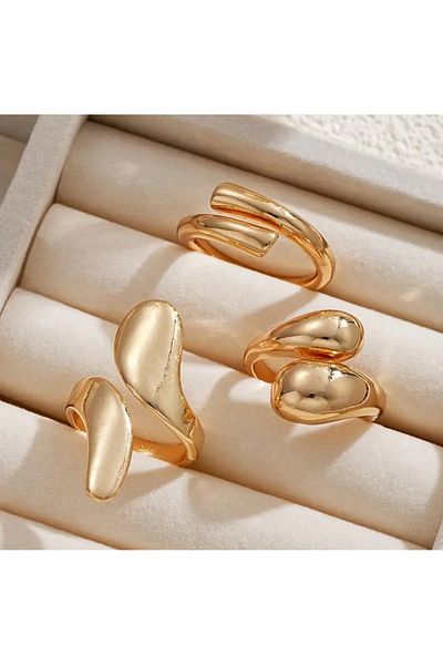 Girift Vintage Ydora 3 Pieces Gold Ring Set