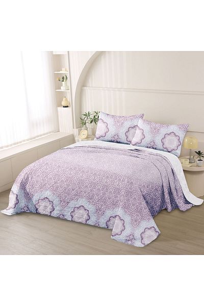 Orange Bed & Bath New Big |Double Bed Cover 3 Pieces - Layil Medallion