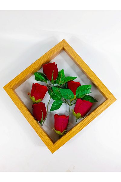 Hometaş Ev Ürünleri 20X20 Deep Memory Frame Rose Box Prompt Flower Frame
