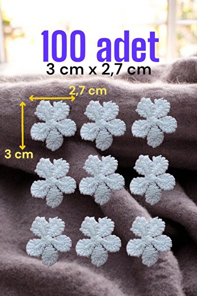 DUAYEN güpür dantel 100 adet papatya desen mat polyester çiçek aplik küçük boy