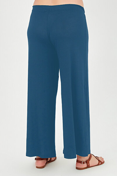 Curvy Trend Plus Size Loose Cut Viscose Combed Cotton Trousers