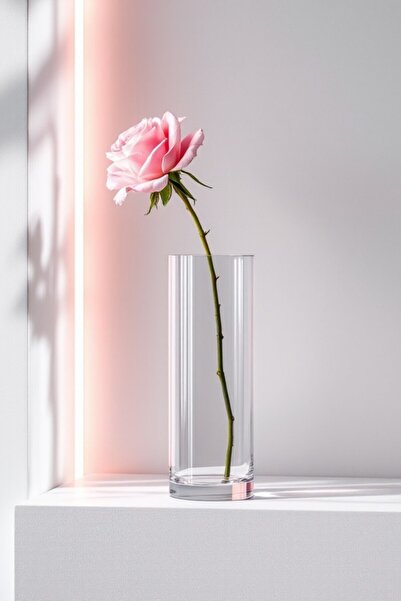 Paşabahçe مزهرية زجاجية اسطوانية بعرض 10 سم وارتفاع 25 سم وقاعدة سميكة مصنوعة...