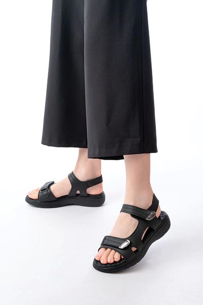 KÖMEN Dm-363 Μαύρο Κράνος Velcro Stitched Daily Γυναικεία Σανδάλια