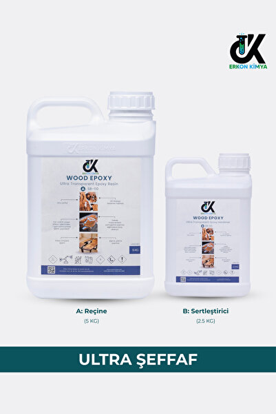 ERKON KİMYA Ultra Şeffaf Tek Döküm Epoksi 7,5kg SET Masa Sehpa için KALIN DÖKÜM