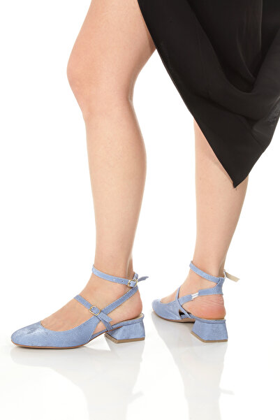 KETH Square Blunt Toe Thick Heeled Shoes Baby Blue Mary Jane Vintage