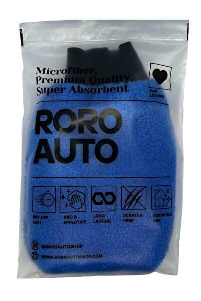 Roro Auto Vezüv Premium Mikrofiber Araç Yıkama ve Cila Eldiveni Mavi