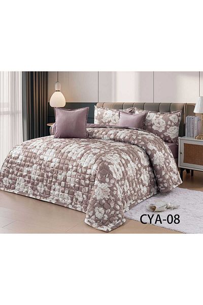 i love home طقم لحاف نفرين مخمل ناعم 6 قطع حشوة مضغوطة مقاس اللحاف 220×240 سم