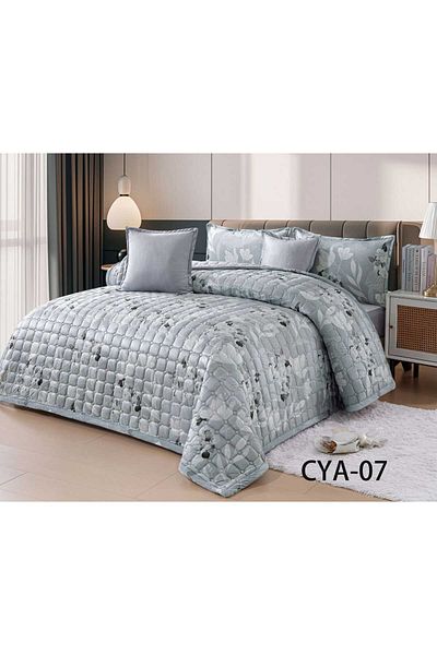 i love home طقم لحاف نفرين مخمل ناعم 6 قطع حشوة مضغوطة مقاس اللحاف 220×240 سم
